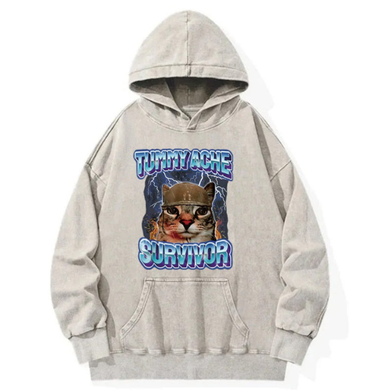 Pure Cotton Washed Vintage Hooded Sweatshirt With Double-layer Hood