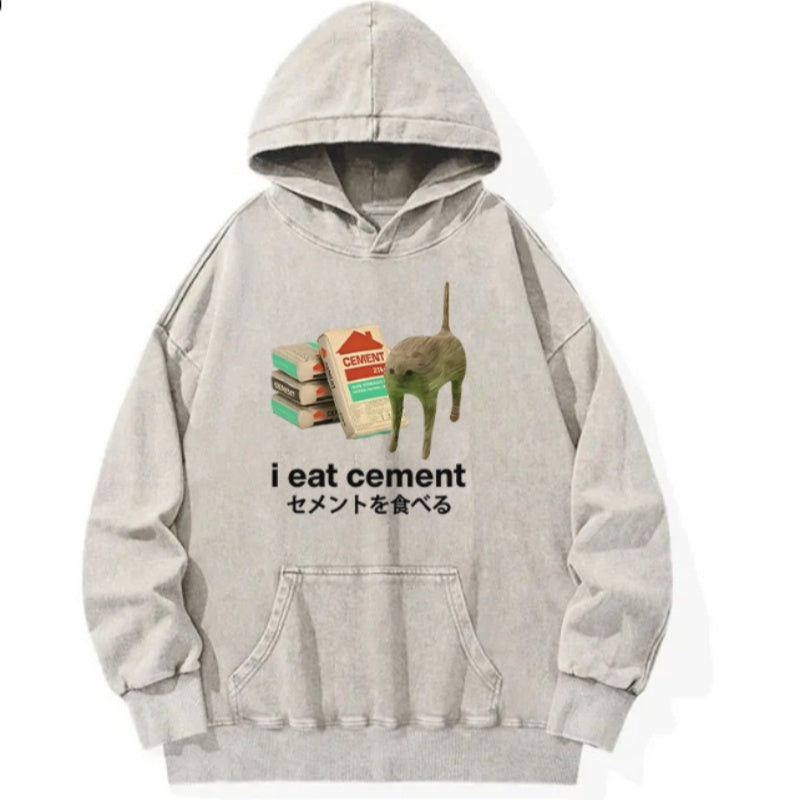 Pure Cotton Washed Vintage Hooded Sweatshirt With Double-layer Hood